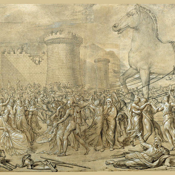 “The entry of the Trojan Horse”
by  Joseph Denis Odevaere, 1830
