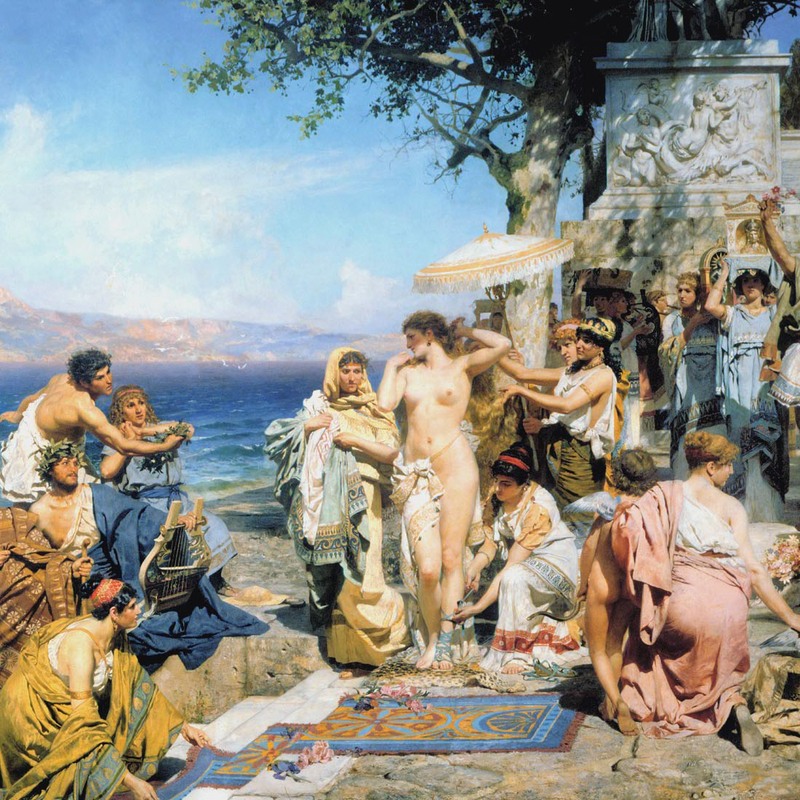 “Phryne at the Poseidonia in Eleusis”  
Genrich Ippolitovich Semiradsky, 1889 
